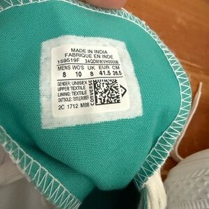 Converse White and Teal High-Tops with Purple Accent